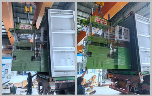 Pengiriman Mesin Cetak Peralatan Makan Melamin Shunhao 200 Ton